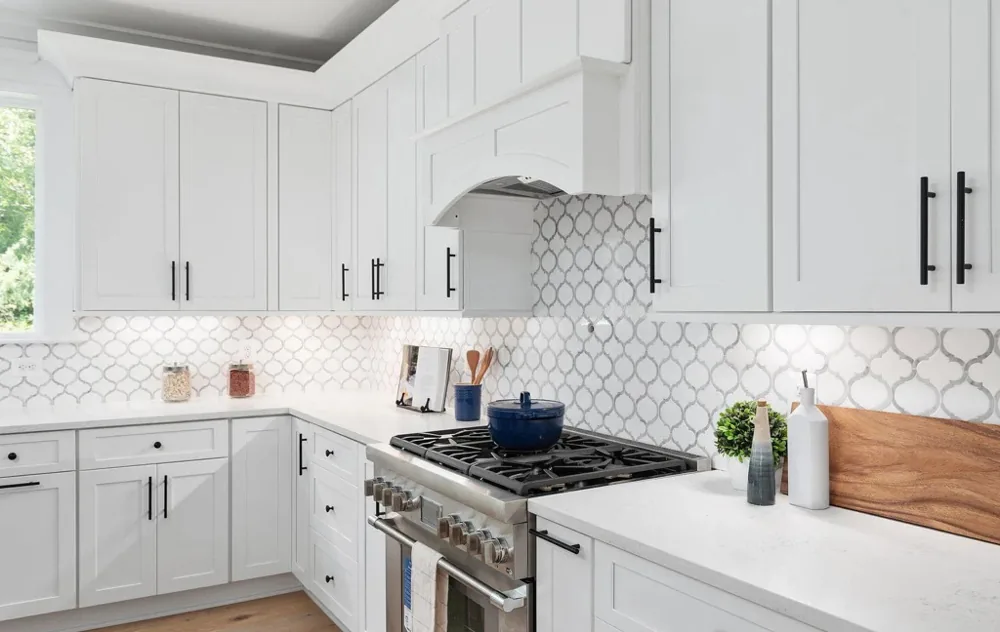 White with wood-top island: Allure Galaxy