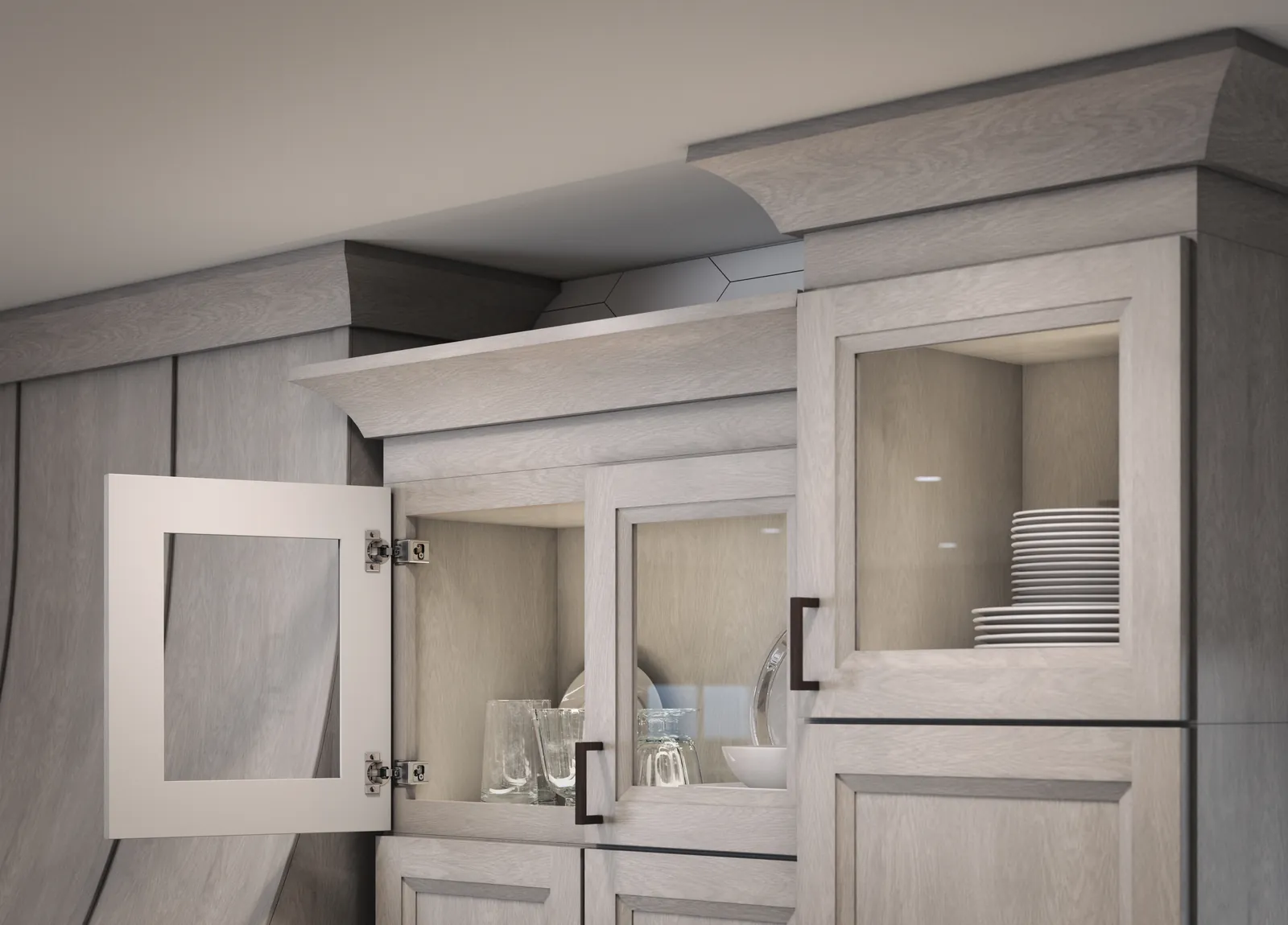 Glass-door wall stacker: Oxford Mist