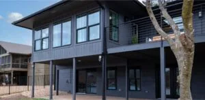 Black windows on a modern home exterior
