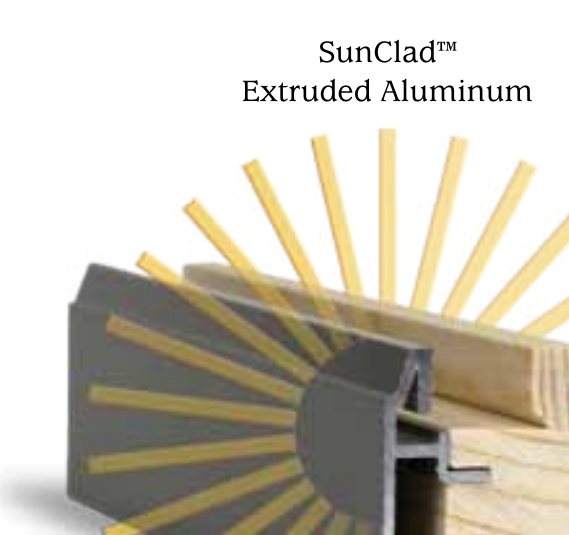 Sun extruded aluminum clad sash cutaway